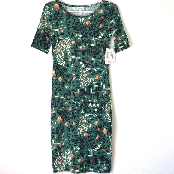 LuLaRoe Julia Green Floral Dress *NWT* - Picture 1 of 2